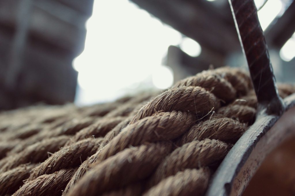 a close up of a rope on a boat